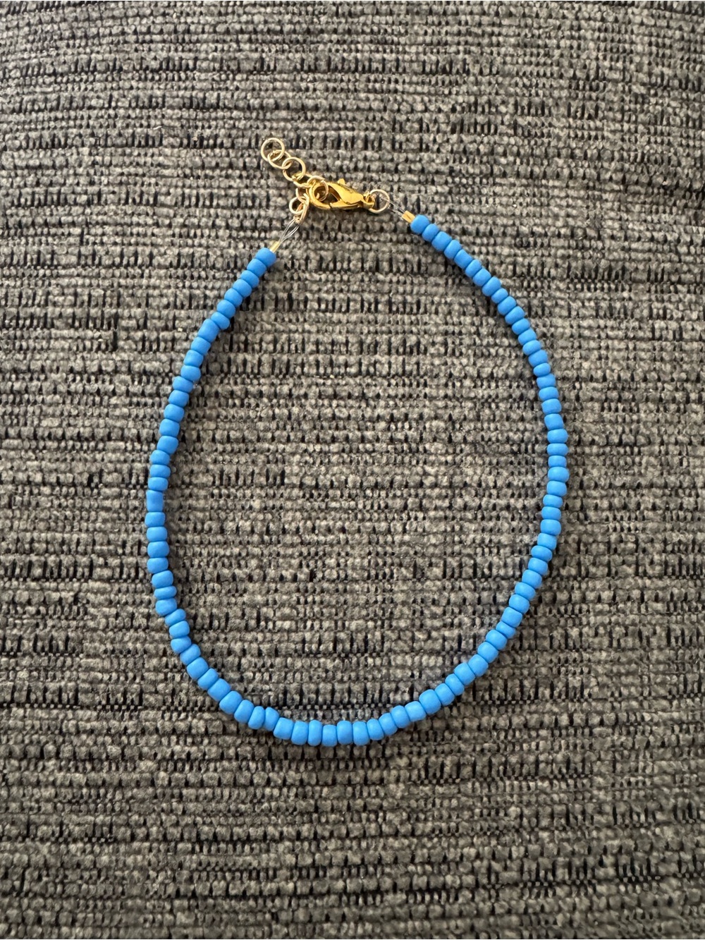 Gold-Accent Pink, Blue & Turquoise Beaded Adjustable Ankle Bracelet Set of 3 - Picture 5 of 5